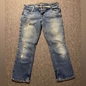 American Eagle Vtg Jeans Cropped Capri women’s 6 blue stretch distressed Y2K